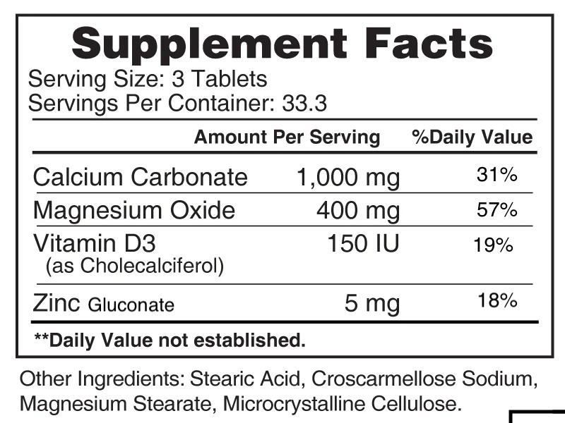 Calcium, Magnesium, Zinc - 100 таб